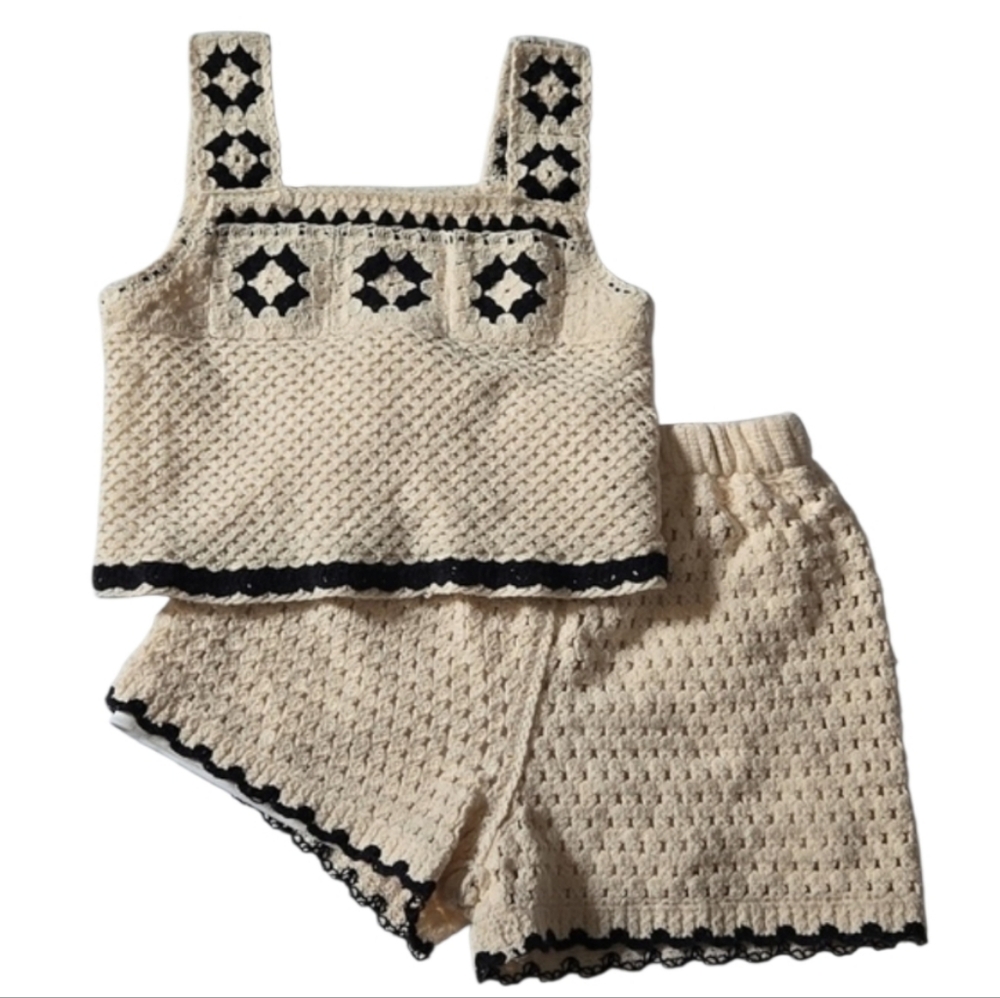 Festival Crochet Outfit Girl's Top Shorts Set Size‎ 4T Boho Cottagecore